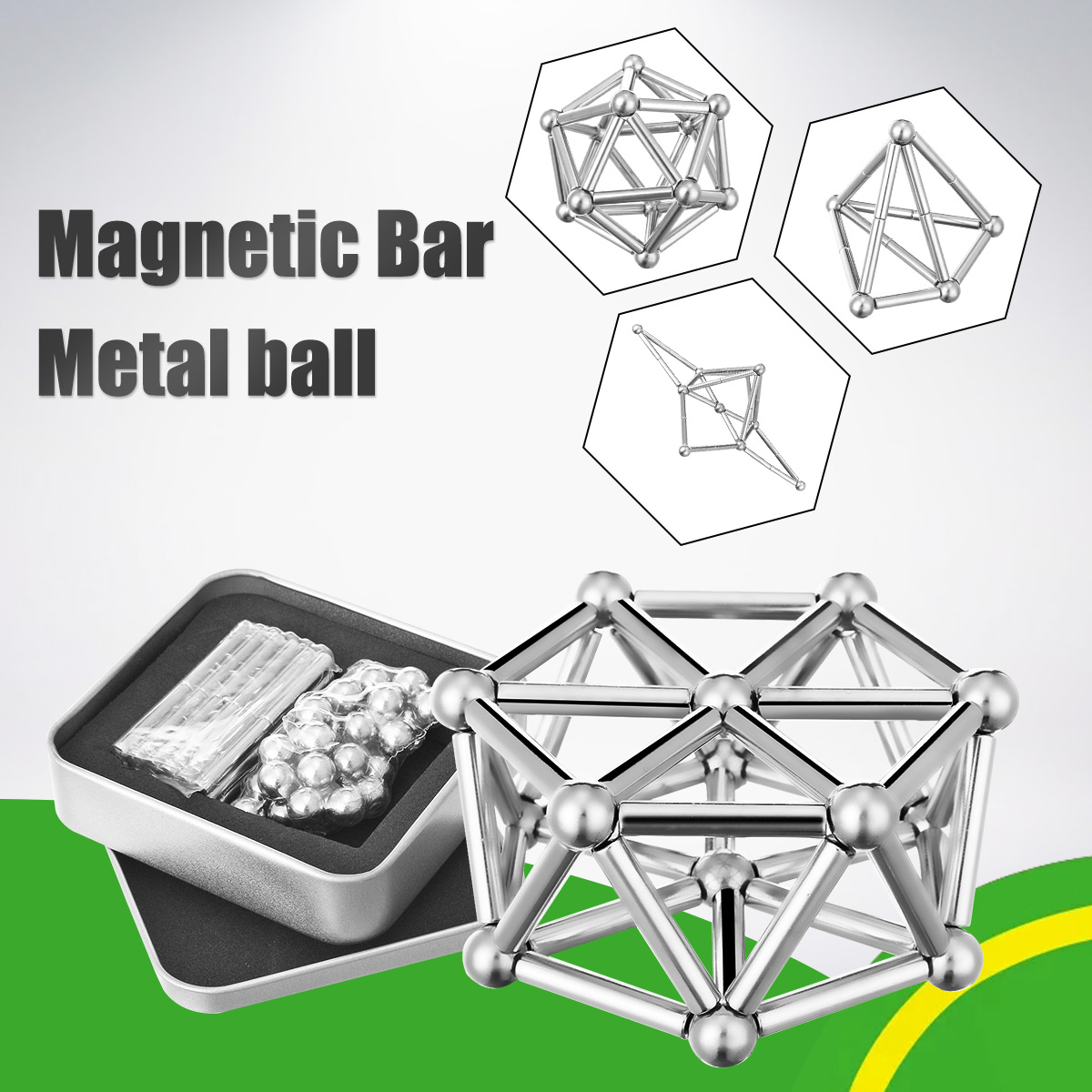 3D Big box Building Toys Magnetic sticks and stainless steel balls