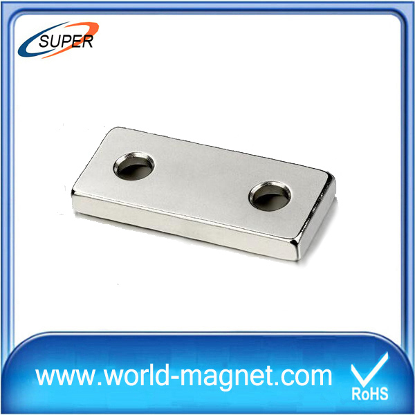Specialized Neodymium Block Magnet with two holes